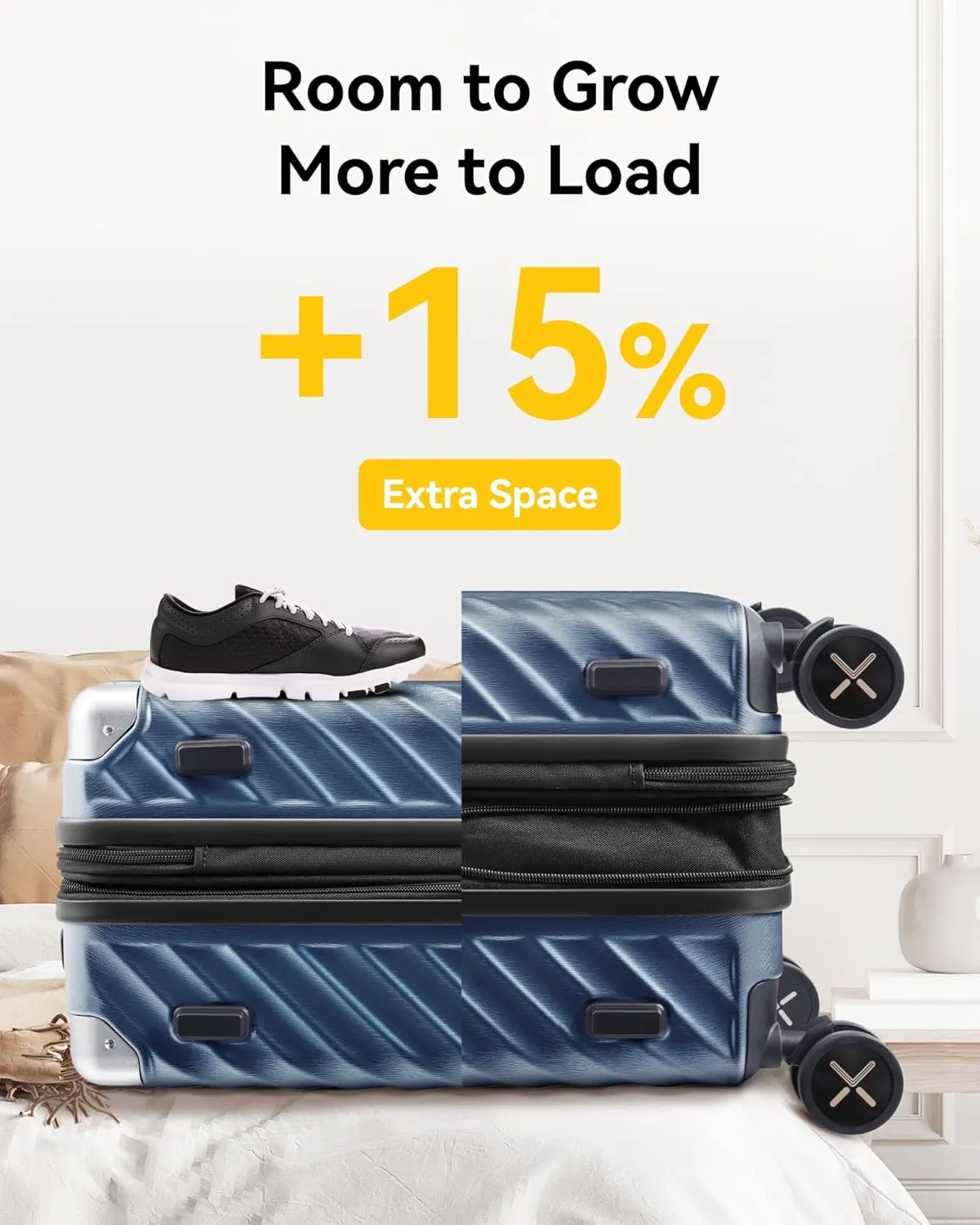 LUGGEX Luggage with Spinner Wheels, Polycarbonate Expandable Hard Shell Suitcase, Carry On 20 Inch, Navy