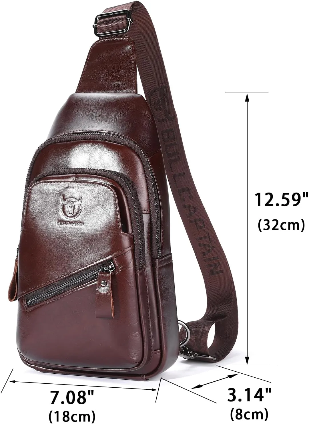 LUKZIJAES Genuine Leather Sling Bag for Men