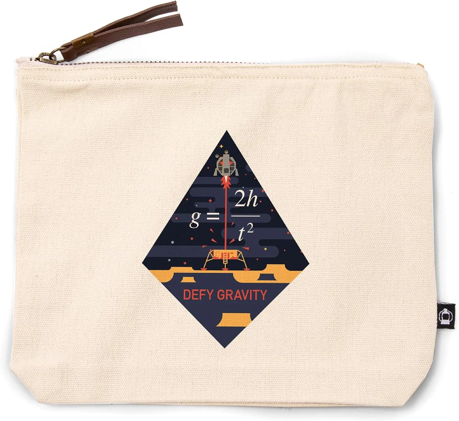 Lunar Lander, Defy Gravity, 100% Cotton Zipper Pouch, Travel Accessory, Go Bag