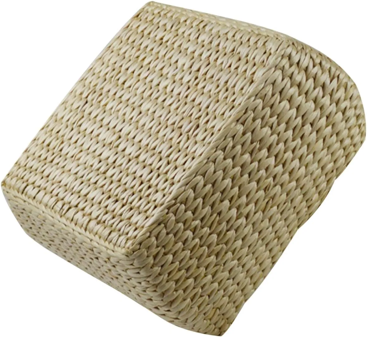 Luxshiny Natural Design Small Footstool Cattail Grass Material Non Slip Bottom for Living Entrance Porch and Shoe Changing