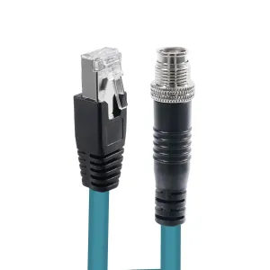 M12 Ethernet 8 Pin X-Code RJ45 CAT-7e GigE Cable for Cognex in Sight 9000 7000gen2 2000 Microscan Basler Camera Sensor Computer Switch（3M/9.84 Ft,Blue）