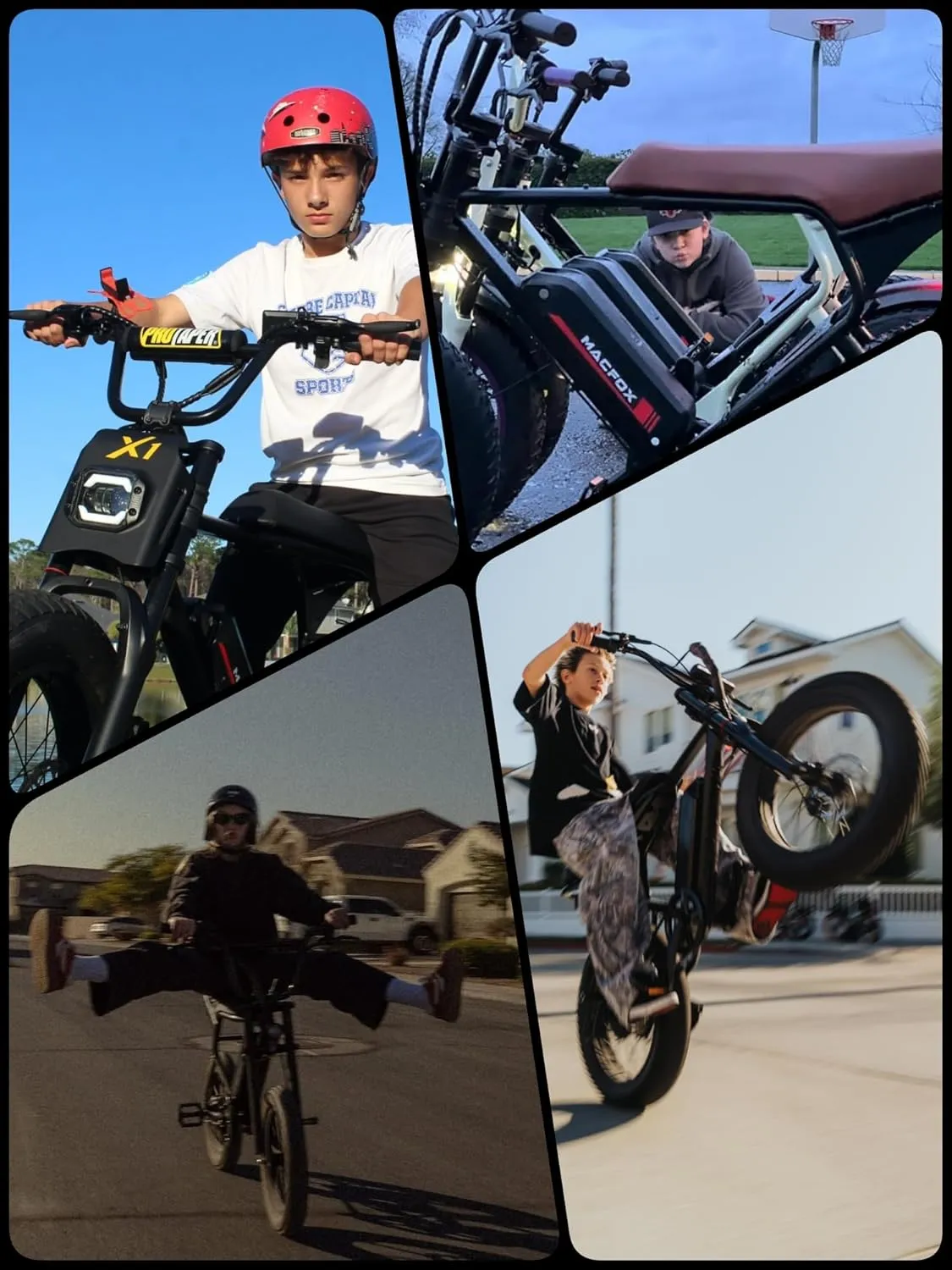 MACFOX X1S 2025 Ebikes for Adults, 750W Electric Bike Wheelie 25 MPH Max Speed, 38 Miles Range, 20" Fat Tire E-Bike with Front Suspension, E-Bikes for Riding to School (Class-3)