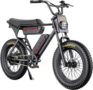 MACFOX X1S 2025 Ebikes for Adults, 750W Electric Bike Wheelie 25 MPH Max Speed, 38 Miles Range, 20" Fat Tire E-Bike with Front Suspension, E-Bikes for Riding to School (Class-3)