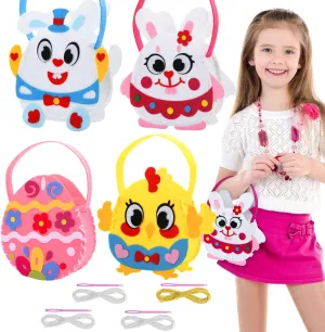 Macocorora Beginner Sewing Kit for Kids 4 PCS, Preschool Educational Toys Craft Kits for Kids Ages 4-8, Kids Sewing Kit, DIY Felt Craft Kits Toddler Birthday Gifts