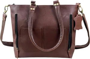 Madosh Womens Brown Crossbody Genuine Leather Shoulder Tote Office Handbag Casual Purse Satchel Bag