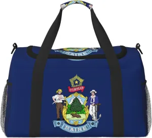 Maine State Flag print Carry on Bag Underseat Personal Item Bag Travel Duffel Bag Gym Carry On Sports Bag