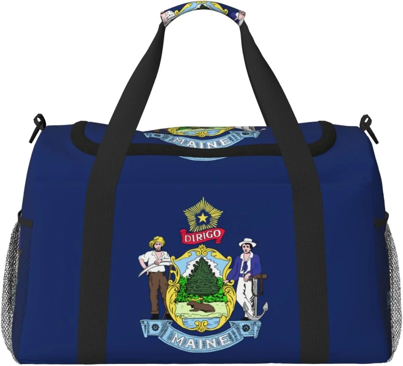 Maine State Flag print Carry on Bag Underseat Personal Item Bag Travel Duffel Bag Gym Carry On Sports Bag