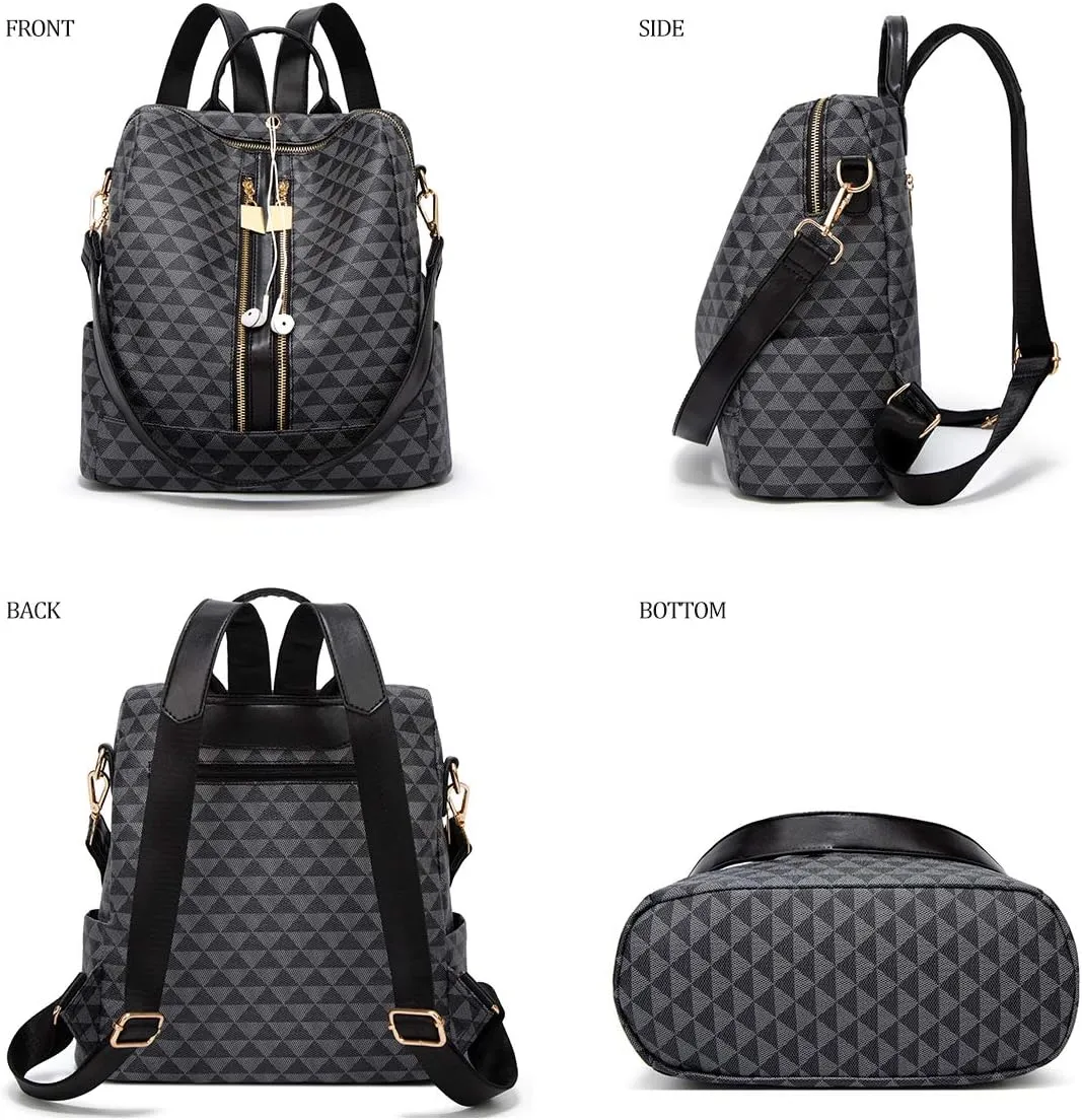 Makes Backpack Purse for Women PU Leather Travel Satchel Handbag Convertible Design Bag with Purse 2 Piece