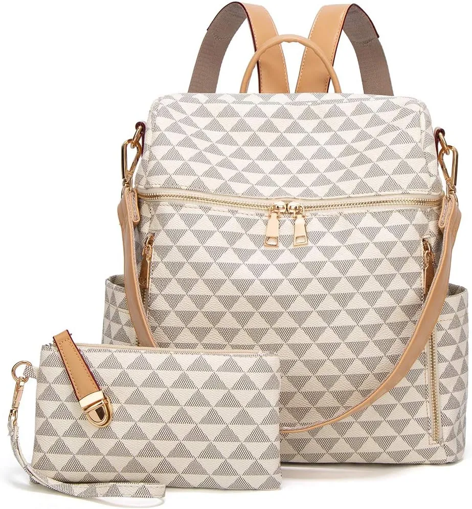 Makes Backpack Purse for Women PU Leather Travel Satchel Handbag Convertible Design Bag with Purse 2 Piece