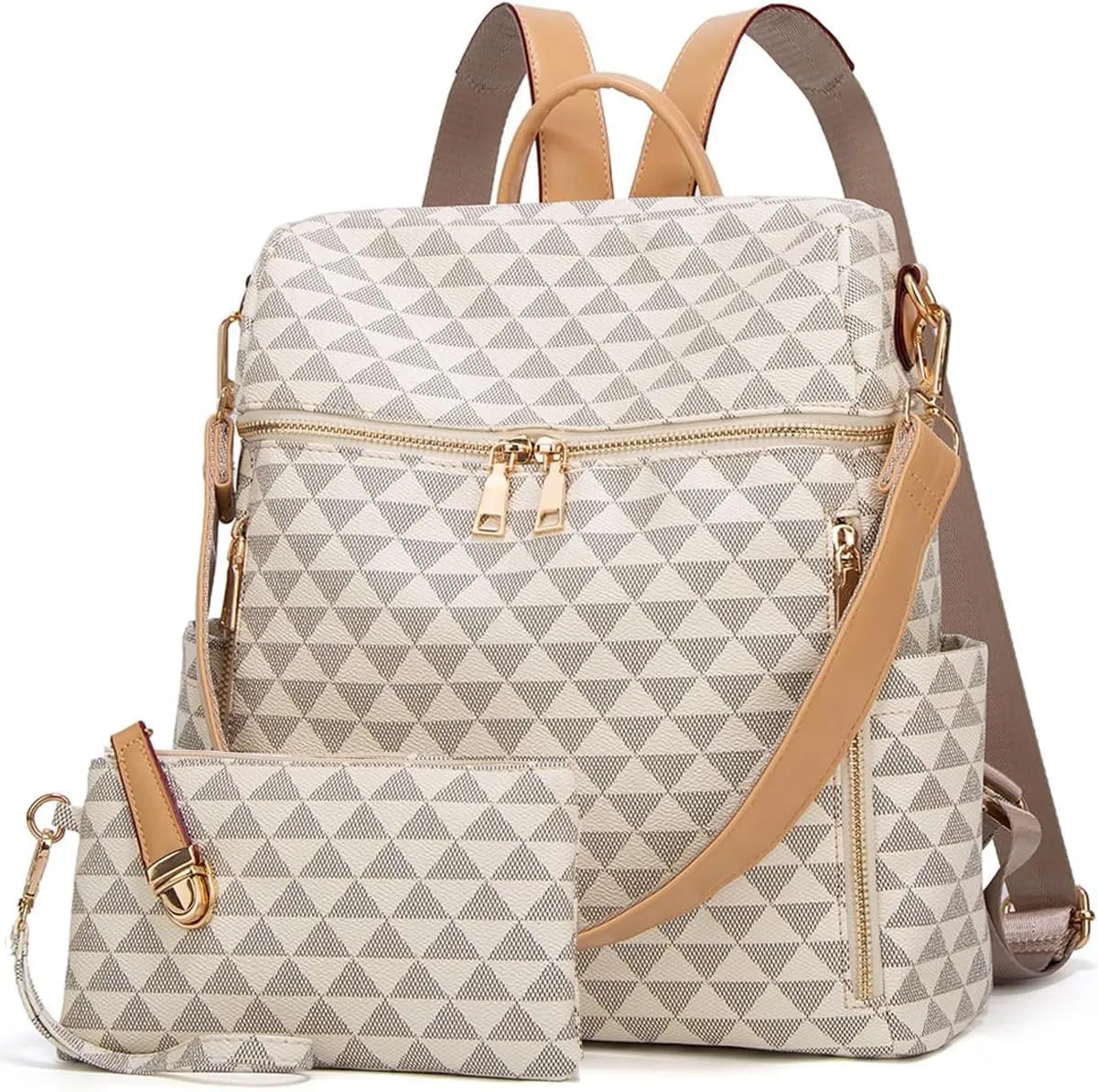 Makes Backpack Purse for Women PU Leather Travel Satchel Handbag Convertible Design Bag with Purse 2 Piece