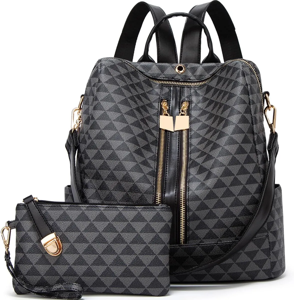 Makes Backpack Purse for Women PU Leather Travel Satchel Handbag Convertible Design Bag with Purse 2 Piece