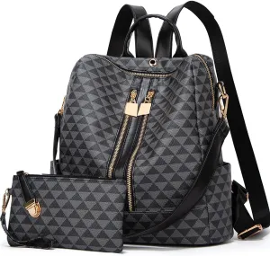 Makes Backpack Purse for Women PU Leather Travel Satchel Handbag Convertible Design Bag with Purse 2 Piece