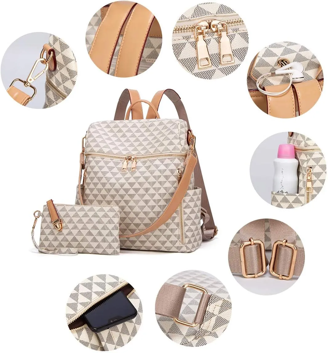 Makes Backpack Purse for Women PU Leather Travel Satchel Handbag Convertible Design Bag with Purse 2 Piece