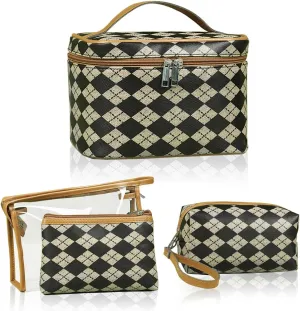 Makeup Bag 4 Pcs Waterproof Cosmetic Bag Set Portable Travel Cosmetic Bag Multifunction Organizer Storage Bag Toiletry Bag forWomen and Girls (BROWN)