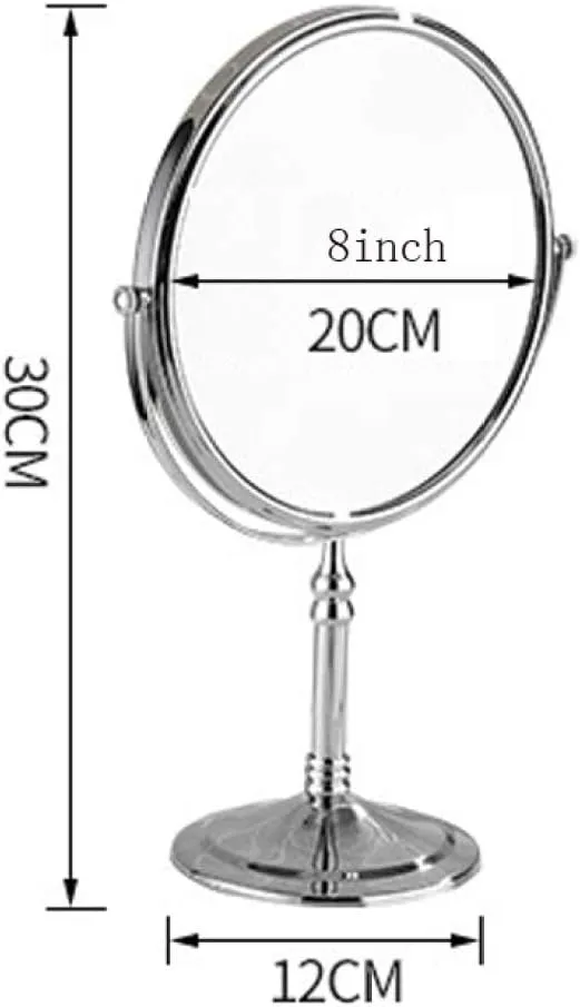 Makeup Vanity Mirror,Desktop Two-Sided Beauty Mirror 3X Magnification Cosmetic Mirror 360° Swivel Bathroom Mirror Portable,Gold (Silver 8inch) (Antiqu