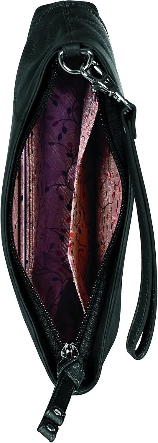 Mancini Ladies' Wristlet, RFID Secure Leather Wallet