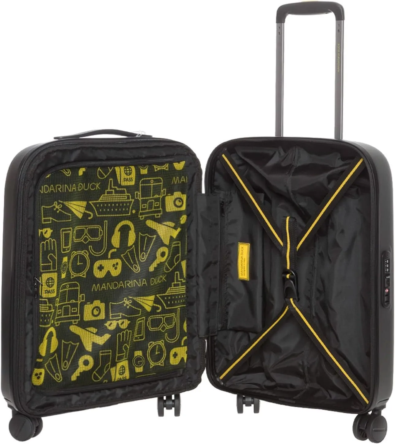 Mandarina Duck Logoduck Rolling Suitcase, 40 x 55 x 20/23 (L x H x W), Black