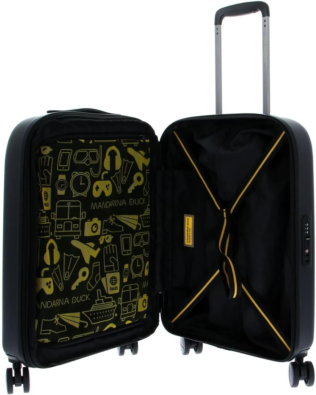 Mandarina Duck Logoduck Rolling Suitcase, 40 x 55 x 20/23 (L x H x W), Black