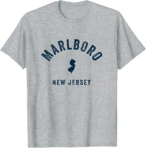Marlboro New Jersey NJ Vintage 70s Sports Design Navy Print T-Shirt