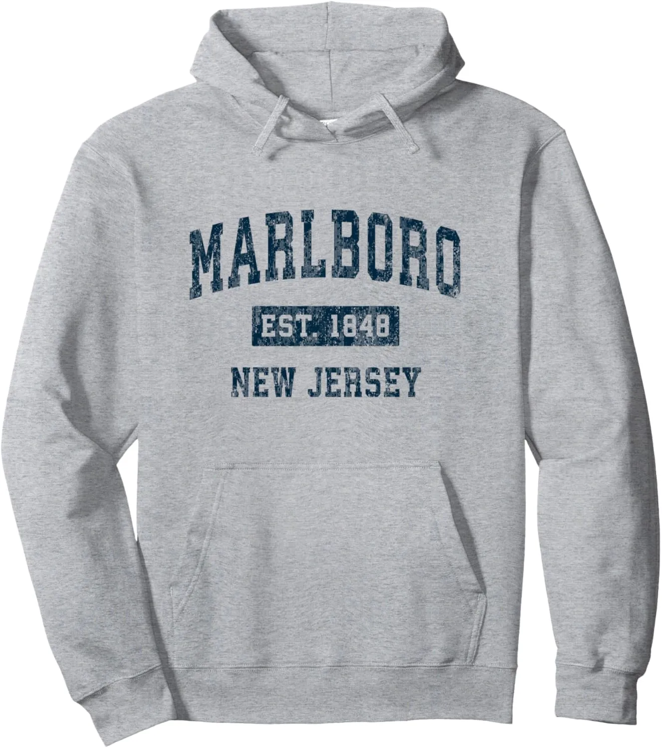 Marlboro New Jersey NJ Vintage Sports Design Navy Print Pullover Hoodie
