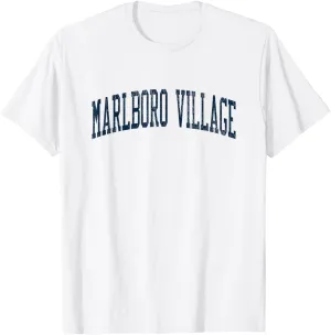 Marlboro Village MD Vintage Athletic Sports JSN2 Navy Print T-Shirt