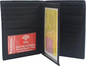 MARSHAL RFID Blocking Bifold Hipster Multi Credit Card ID Holder Wallet Leather (Black)