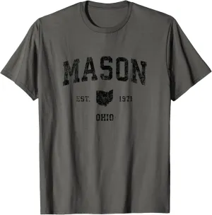 Mason Ohio OH Vintage Sports Design Black Print T-Shirt