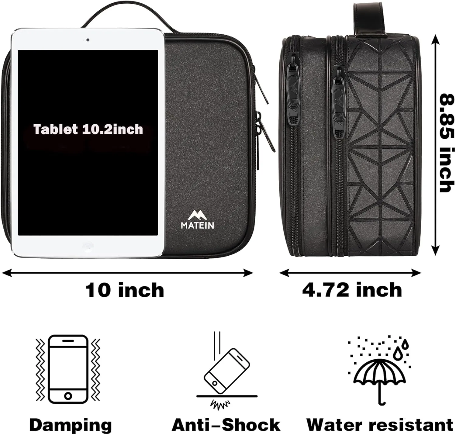 MATEIN Cable Organizer Bag, Waterproof Travel Electronic Storage with Adjustable Divider, Shockproof Portable Double Layer Tech Bag Carrying Case for Cord, Earbuds, Charger, SD Card, DJ Gifts, Black