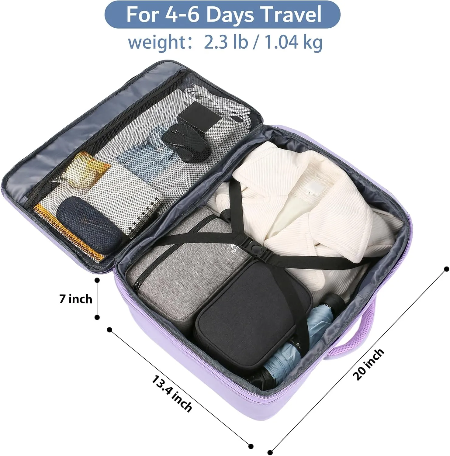 MATEIN Purple Backpack, Extra Large Travel Backpack for Women, Expandable Suitcase for Hiking Camping Gym, Water Resistant Carryon Daypack for Travelling, Cute Gifts, Light Purple
