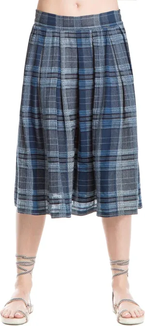 MAXSTUDIO Woven Plaid Midi Skirt