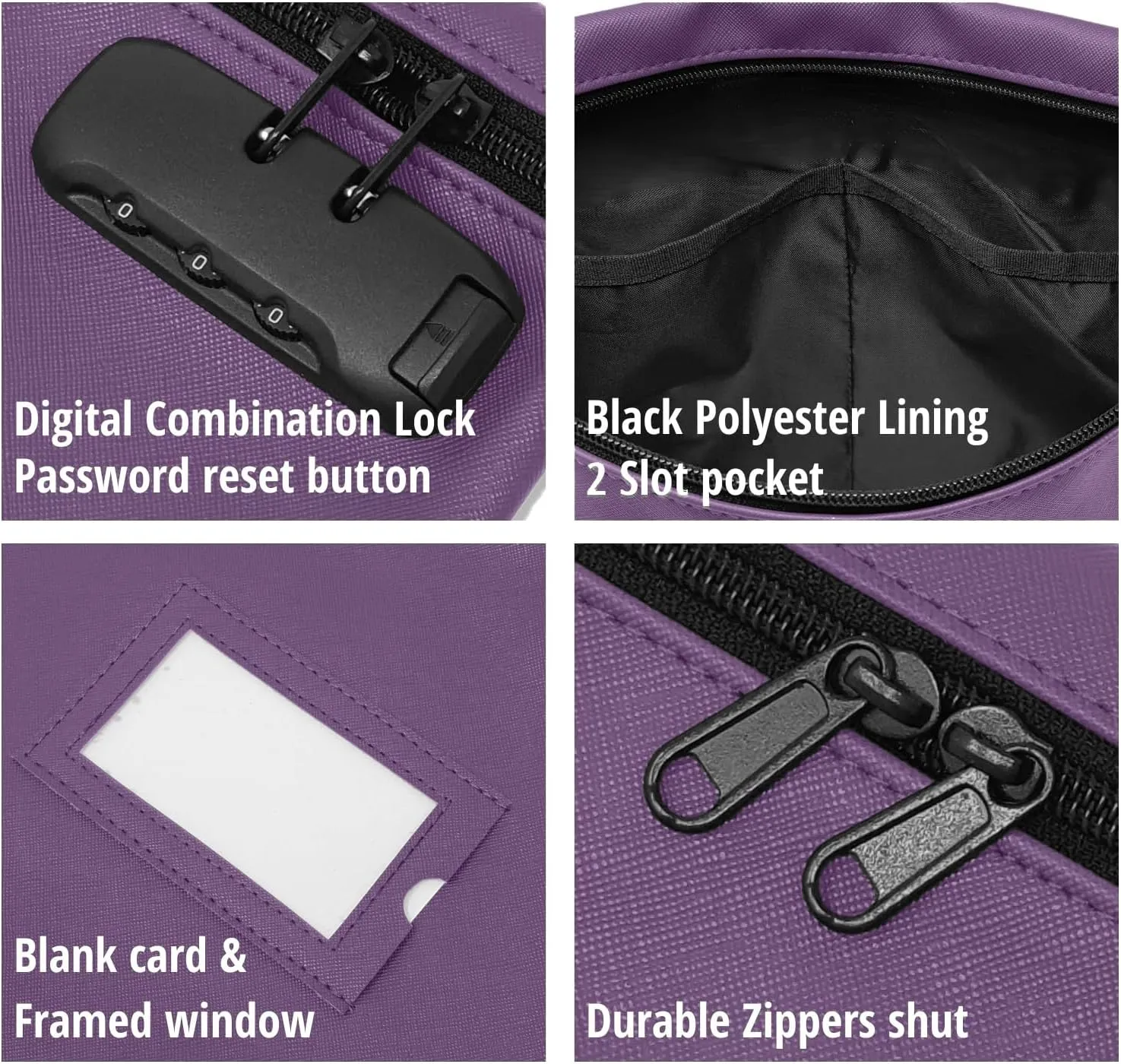 Medicine Bag | 12x8 Inch Med Bag | Medication Bag for Traveling | Locking Zipper Pouch Organizer (Purple)