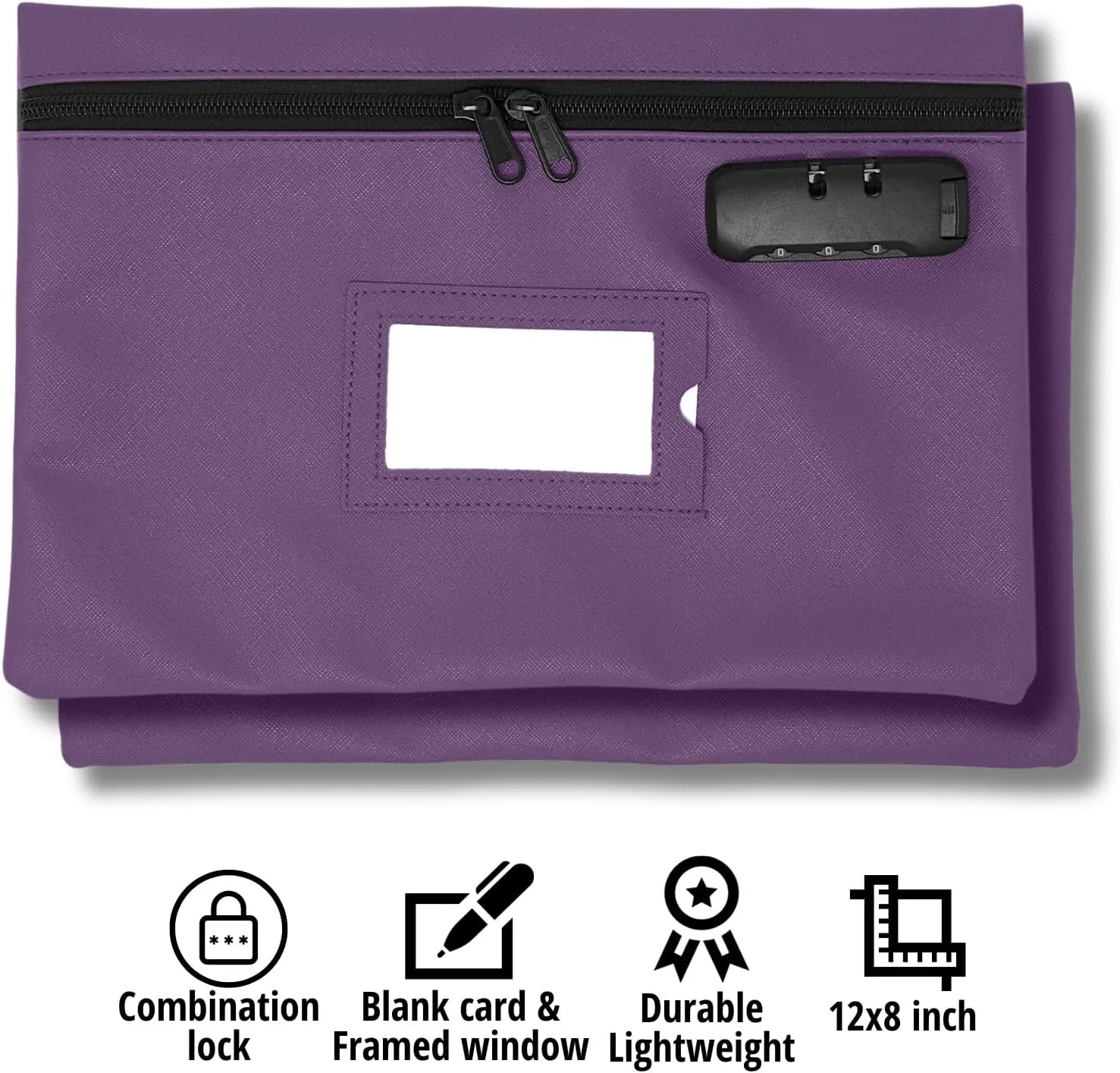 Medicine Bag | 12x8 Inch Med Bag | Medication Bag for Traveling | Locking Zipper Pouch Organizer (Purple)