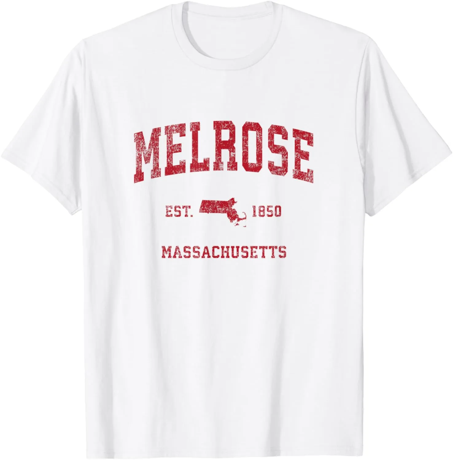 Melrose Massachusetts MA Vintage Sports Design Red Print T-Shirt