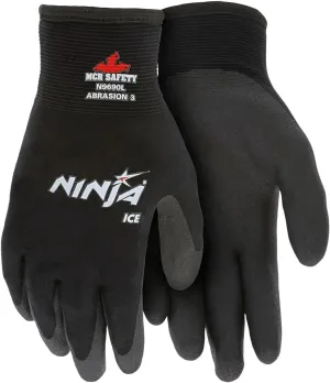 Memphis MCR Safety Ninja Ice 15 Gauge black nylon, HPT palm and fingertips Size L 12-Pairs