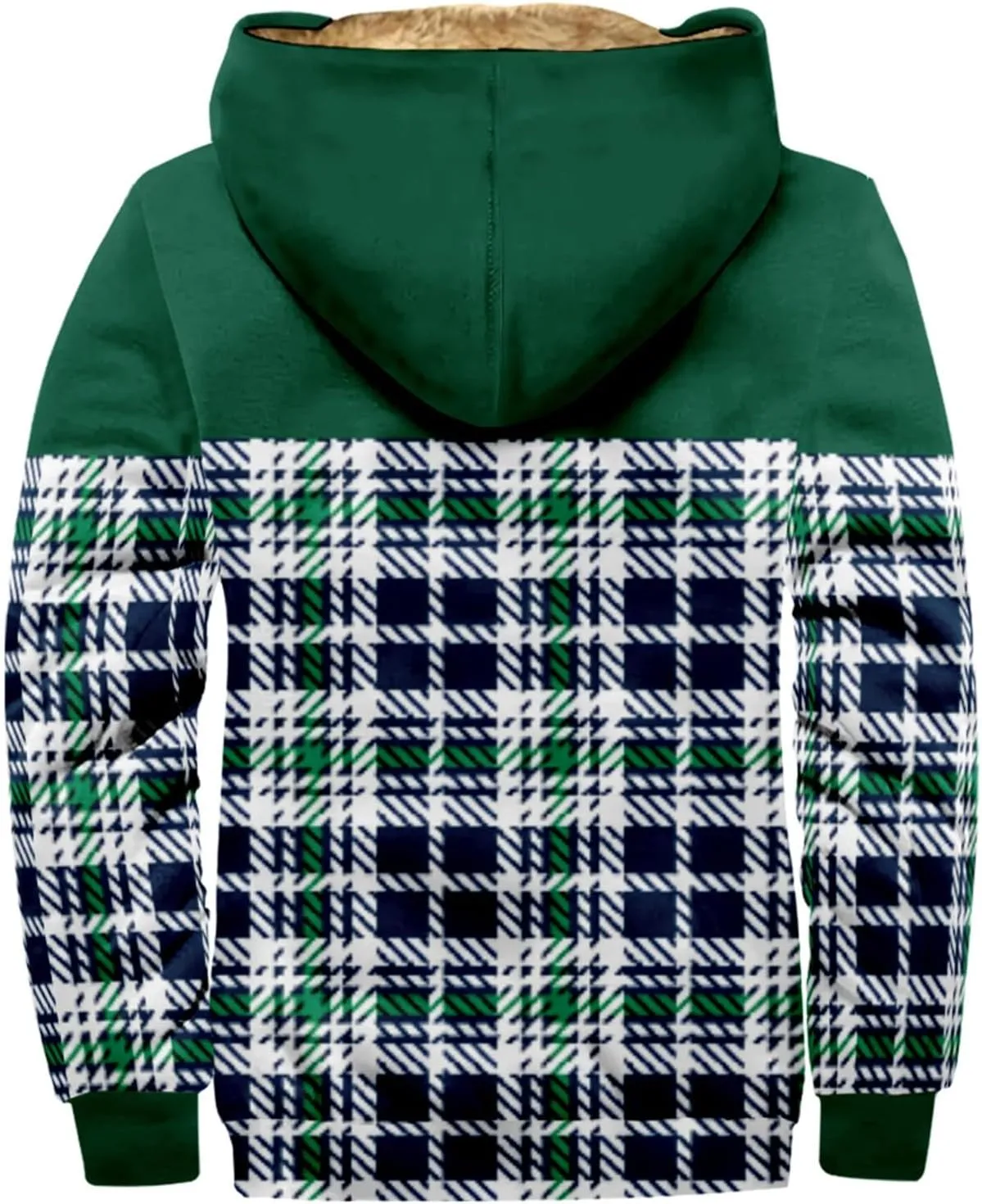 Men Coats Winter Long Sleeve Zipper Hoodies Sherpa Fleece Lined Vintage Print Jackets Fall Winter Coats