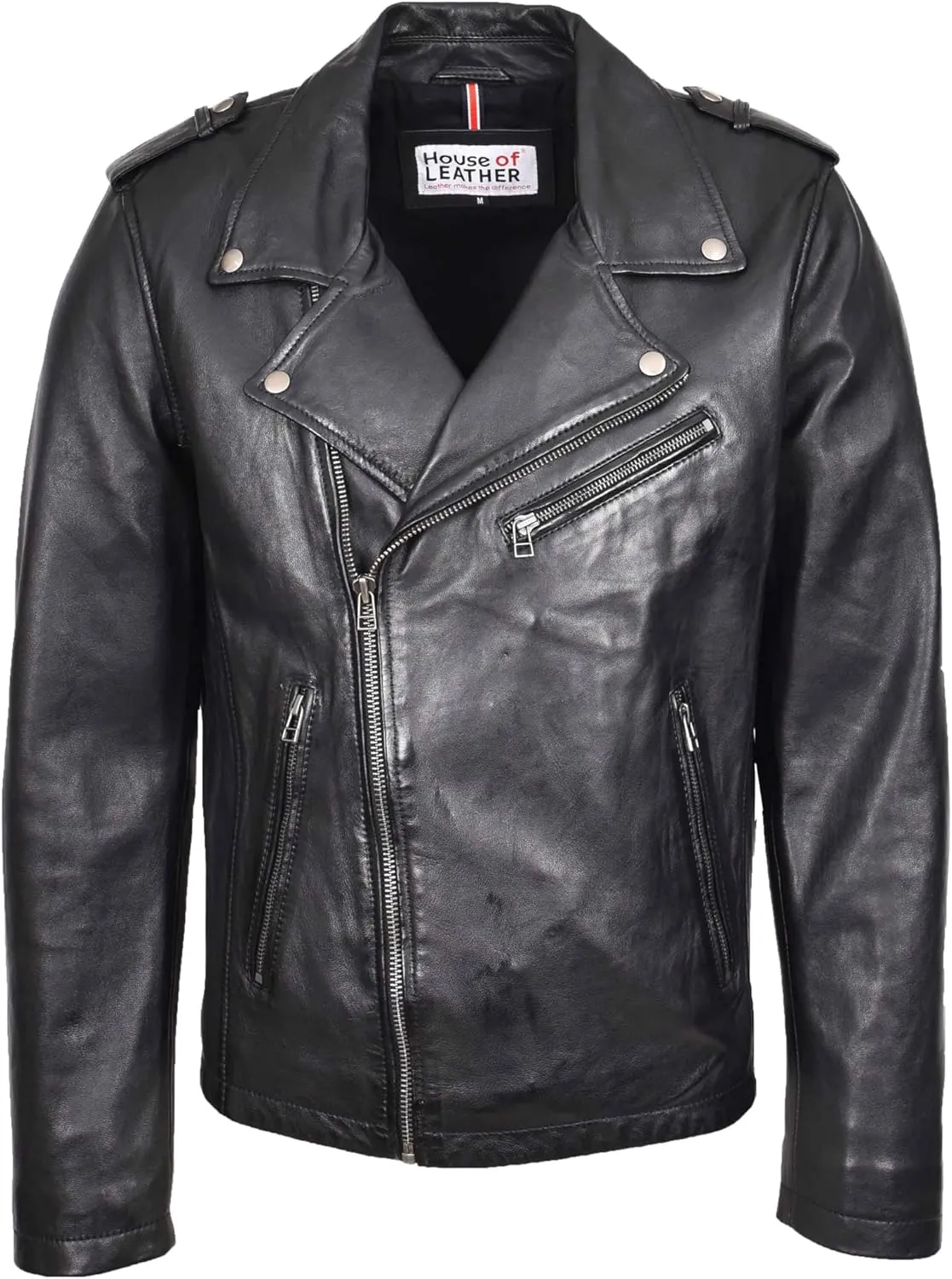 Men's Aviator Leather Jacket, Black, 2XL