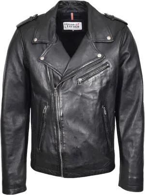 Men's Aviator Leather Jacket, Black, 2XL