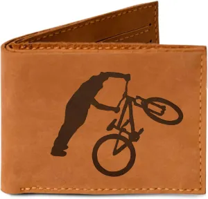 Men's Bmx And Mtb Rider -3 Handmade Genuine Pull-up Leather Wallet MHLT_03
