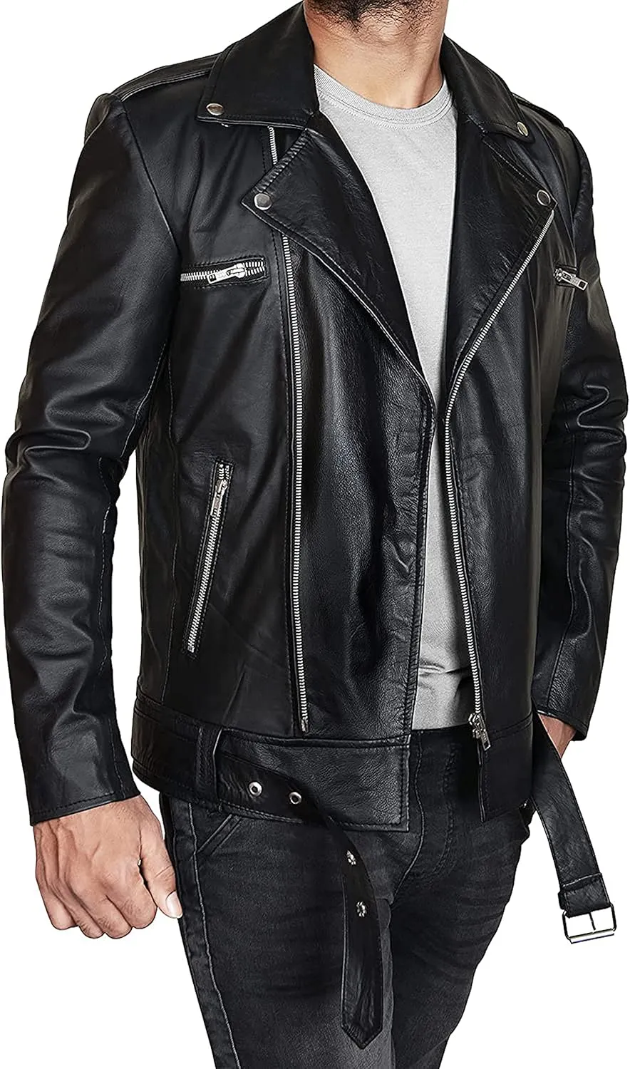 Men's Brown Suede Leather Fur Shearling Collar Jacket - Black Leather Motorcycle Jacket Men - Brown Corduroy Coat