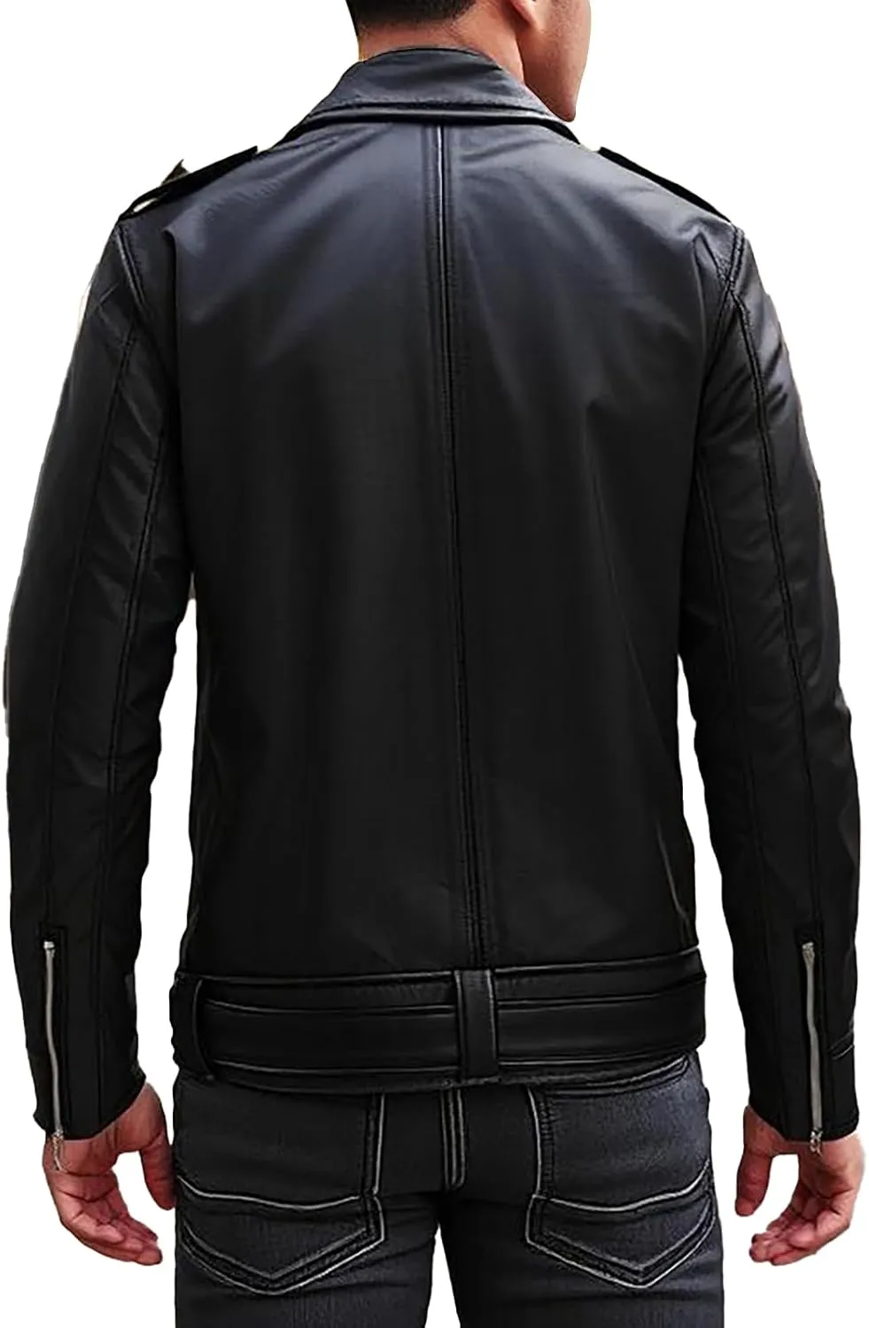 Men's Brown Suede Leather Fur Shearling Collar Jacket - Black Leather Motorcycle Jacket Men - Brown Corduroy Coat