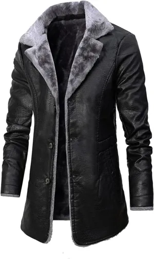 Mens Casual Winter Thicken Jacket Coats Bomber Aviator, Genuine Sheepskin Leather Aviator Bomber Jacket for Men Vintage Leather Jacket (Color : Black, Size : 4X-Large)