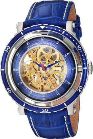 Men's CV0740 Dome Analog Display Japanese Automatic Blue Watch