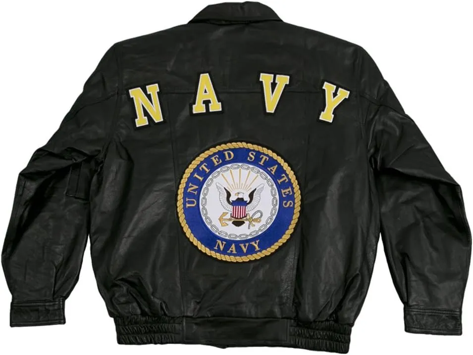 Men's Leather Jacket US Navy