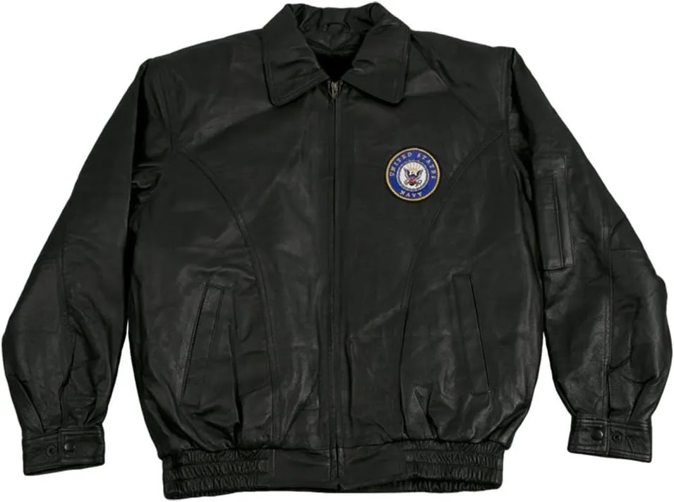 Men's Leather Jacket US Navy