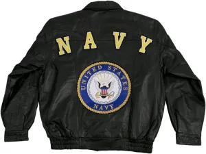 Men's Leather Jacket US Navy