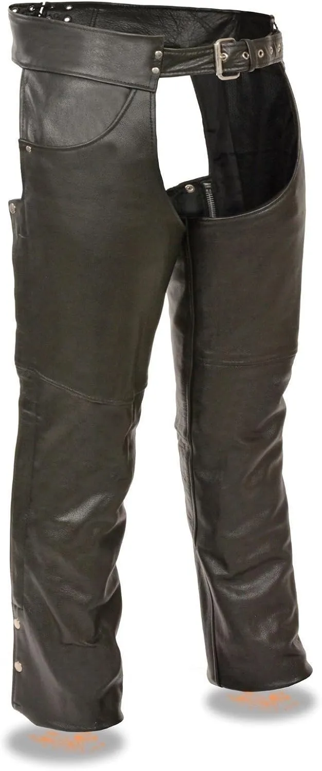 Men's Motorcycle Riders Classic BLK Jean Pocket Lined CHAP Very Soft Leather New (3XS Regular)