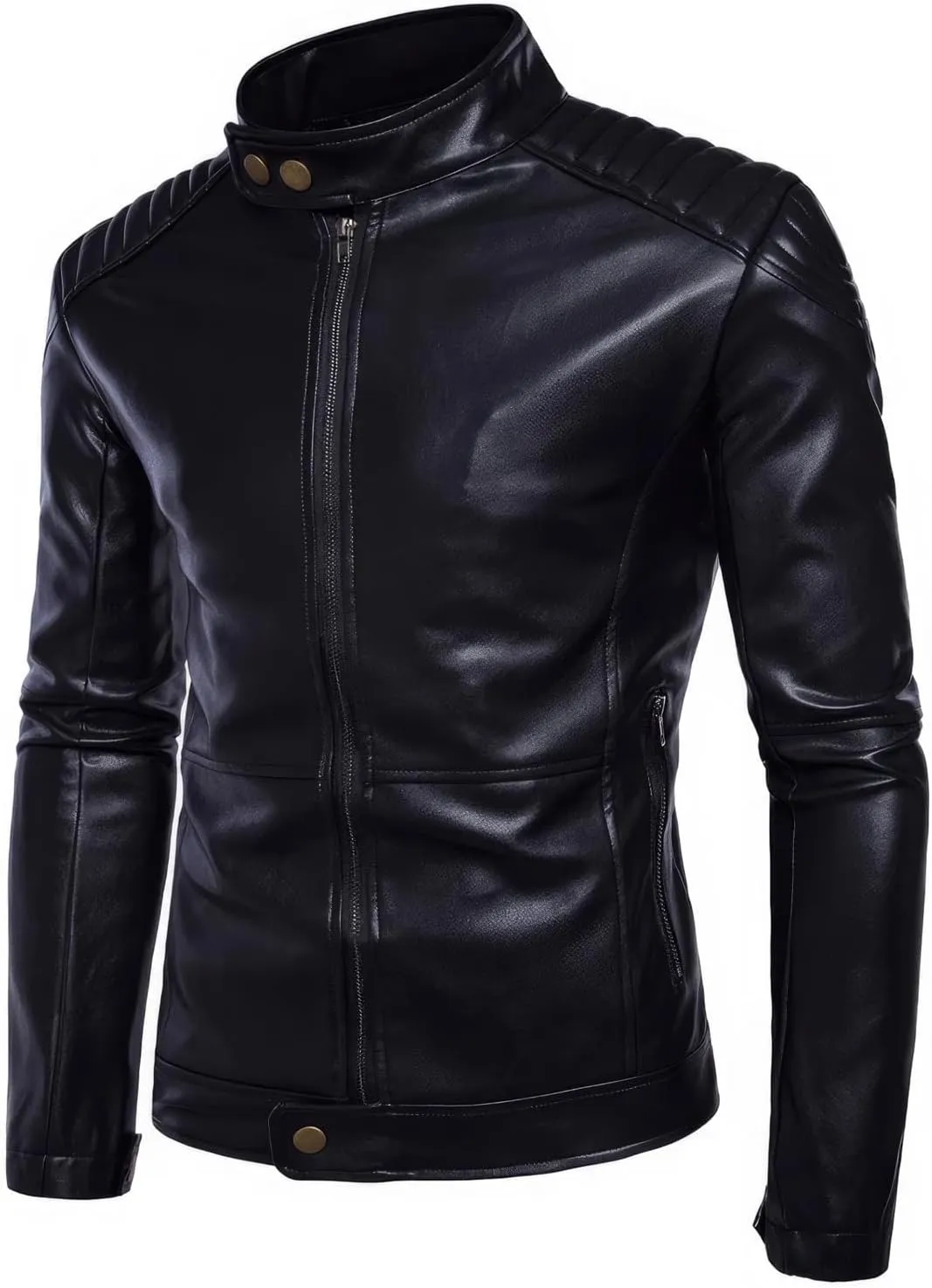 Mens Real Lambskin Cafe Racer Classic Motorcycle Vintage Biker Leather Jackets