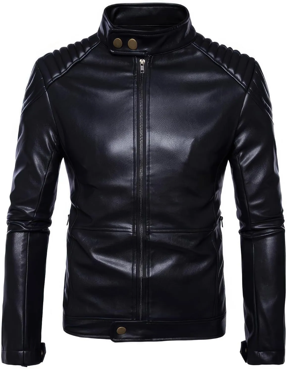 Mens Real Lambskin Cafe Racer Classic Motorcycle Vintage Biker Leather Jackets