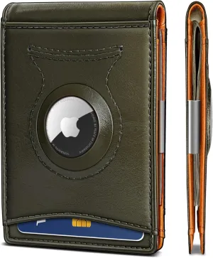 Mens Wallet For Airtag or Standard Use,KEMISANT Slim Front Pocket Wallet for Gift Men 11 Cards RFID Blocking