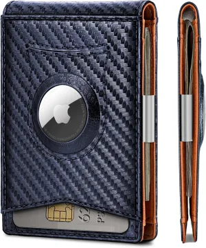 Mens Wallet For Airtag or Standard Use,KEMISANT Slim Front Pocket Wallet for Gift Men 11 Cards RFID Blocking